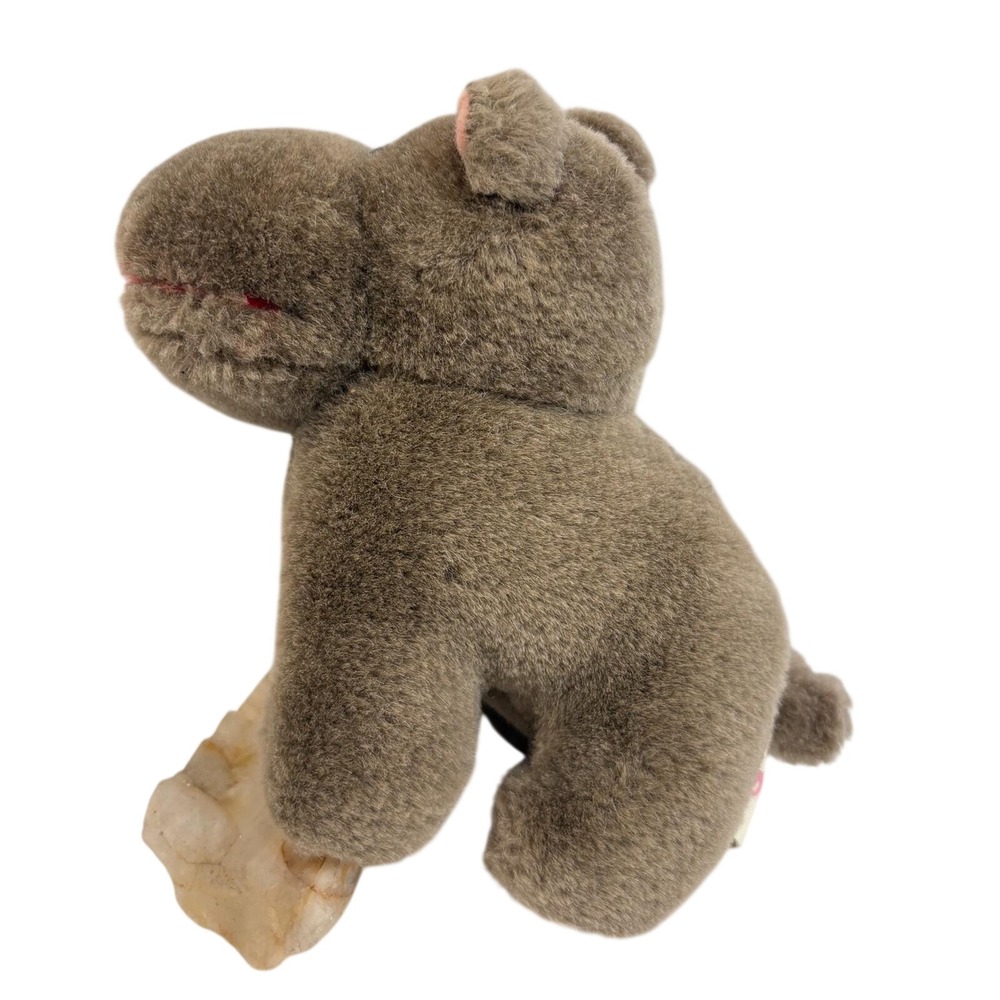 Vintage Darling You Brown Hippo Plush Stuffed Animal Pink Ears Hong Kong 5"